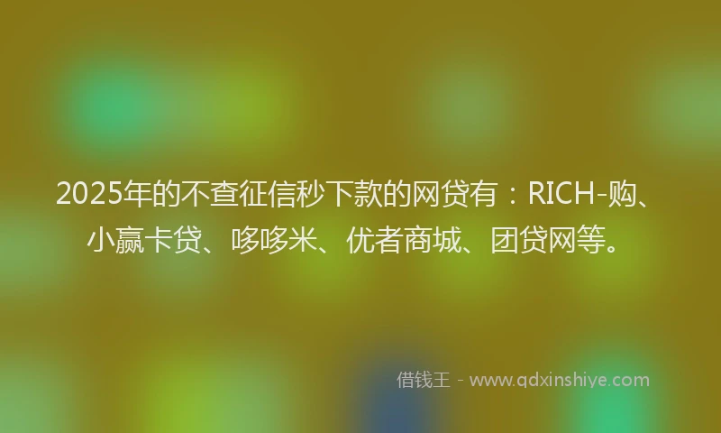 2025年的不查征信秒下款的网贷有：RICH-购、小赢卡贷、哆哆米、优者商城、团贷网等。