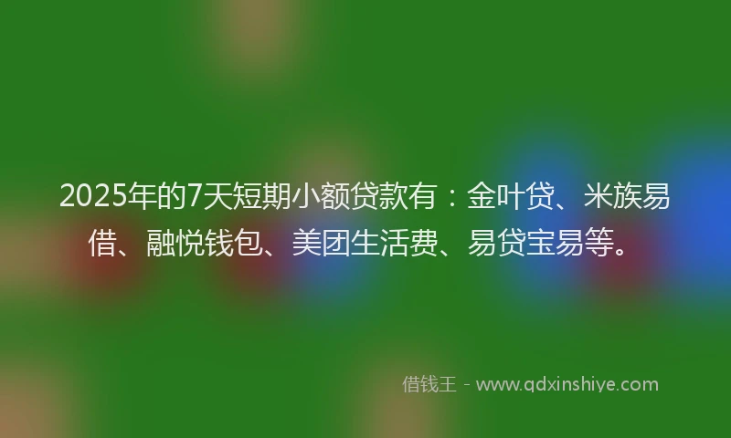 2025年的7天短期小额贷款有：金叶贷、米族易借、融悦钱包、美团生活费、易贷宝易等。