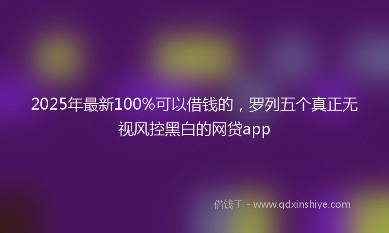 2025年最新100%可以借钱的，罗列五个真正无视风控黑白的网贷app