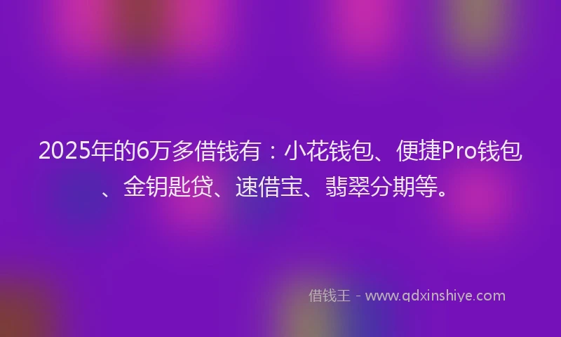 2025年的6万多借钱有：小花钱包、便捷Pro钱包、金钥匙贷、速借宝、翡翠分期等。