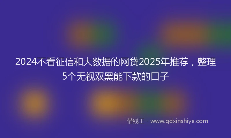 2024不看征信和大数据的网贷2025年推荐，整理5个无视双黑能下款的口子