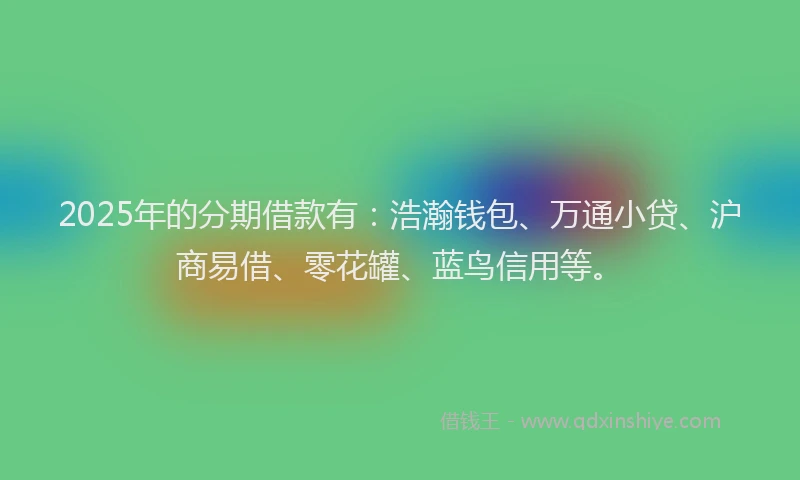 2025年的分期借款有：浩瀚钱包、万通小贷、沪商易借、零花罐、蓝鸟信用等。