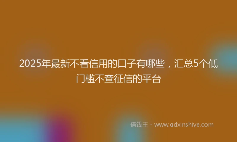 2025年最新不看信用的口子有哪些，汇总5个低门槛不查征信的平台