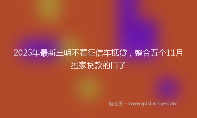 2025年最新三明不看征信车抵贷，整合五个11月独家贷款的口子