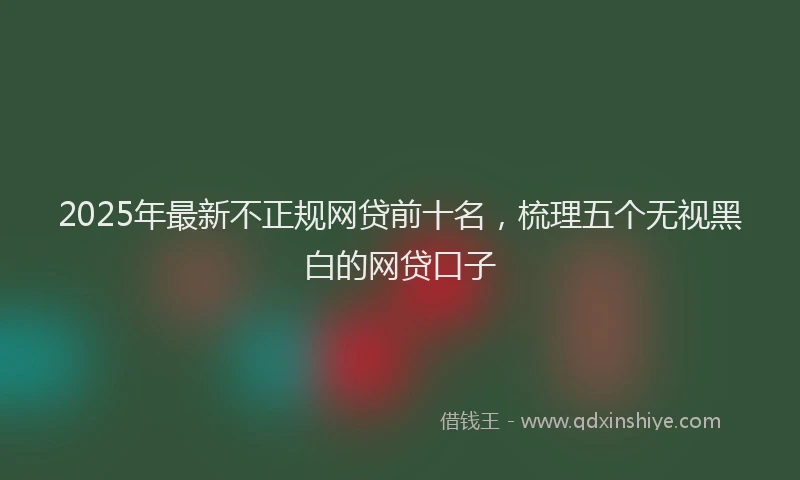 2025年最新不正规网贷前十名，梳理五个无视黑白的网贷口子