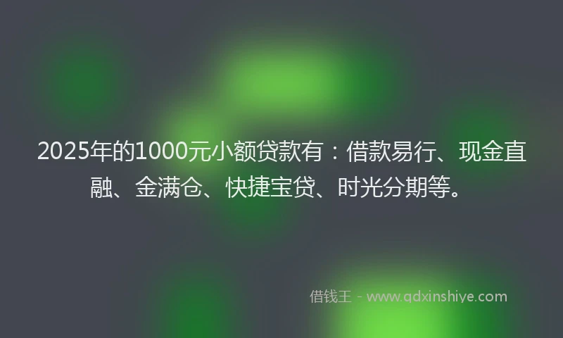 2025年的1000元小额贷款有：借款易行、现金直融、金满仓、快捷宝贷、时光分期等。