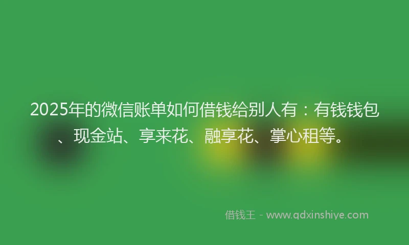 2025年的微信账单如何借钱给别人有：有钱钱包、现金站、享来花、融享花、掌心租等。