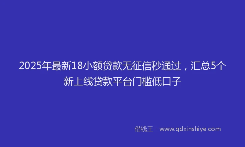 2025年最新18小额贷款无征信秒通过，汇总5个新上线贷款平台门槛低口子