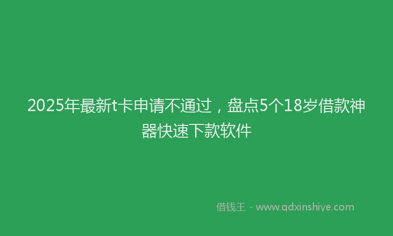 2025年最新t卡申请不通过，盘点5个18岁借款神器快速下款软件