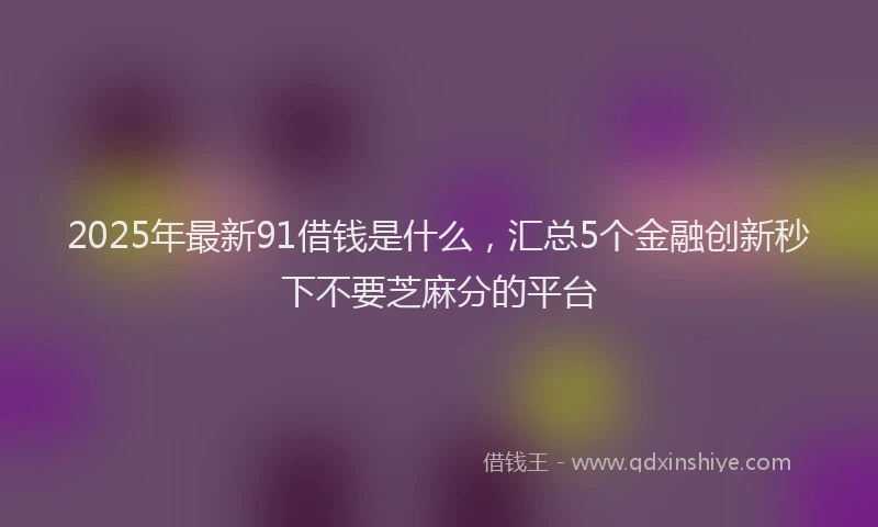 2025年最新91借钱是什么，汇总5个金融创新秒下不要芝麻分的平台