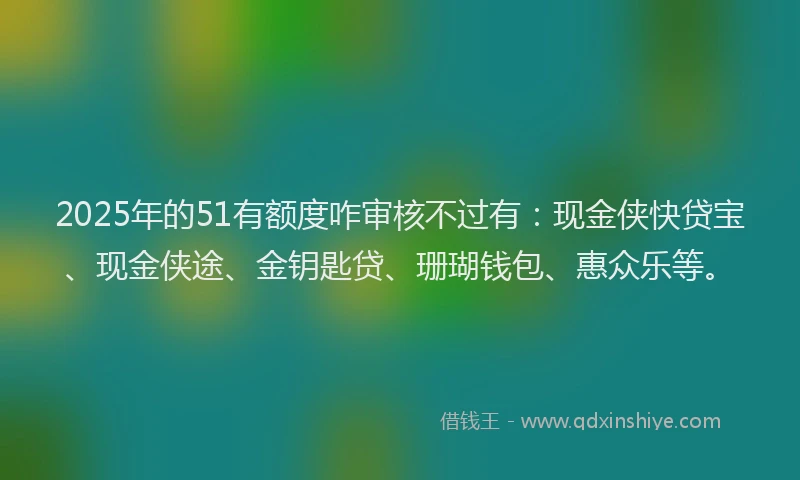2025年的51有额度咋审核不过有：现金侠快贷宝、现金侠途、金钥匙贷、珊瑚钱包、惠众乐等。