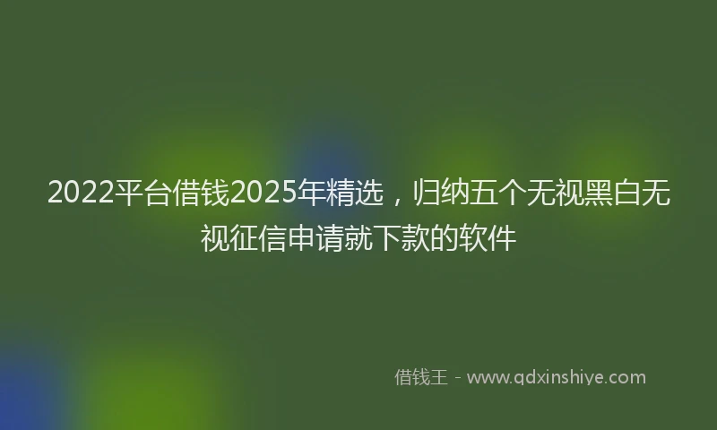 2022平台借钱2025年精选，归纳五个无视黑白无视征信申请就下款的软件
