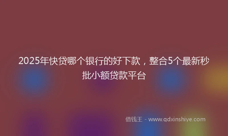 2025年快贷哪个银行的好下款，整合5个最新秒批小额贷款平台