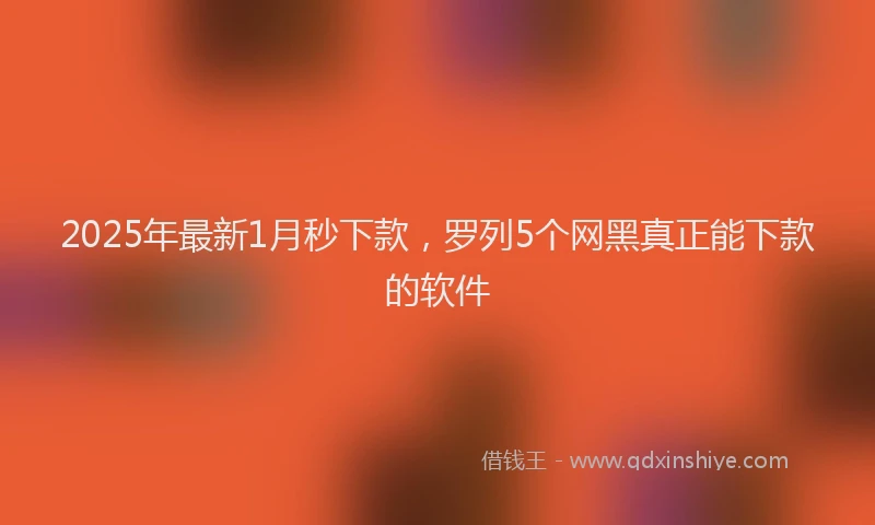 2025年最新1月秒下款，罗列5个网黑真正能下款的软件