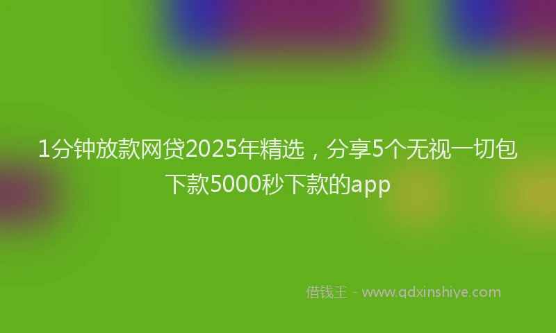 1分钟放款网贷2025年精选，分享5个无视一切包下款5000秒下款的app