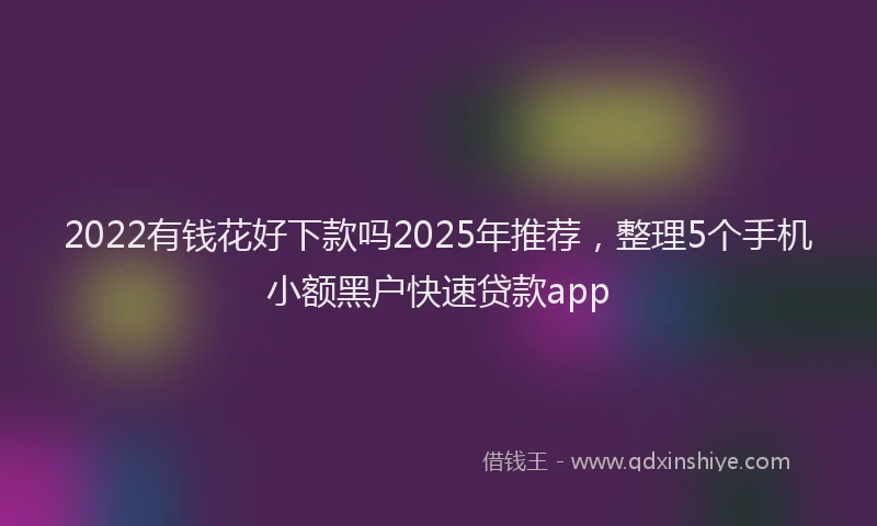 2022有钱花好下款吗2025年推荐，整理5个手机小额黑户快速贷款app