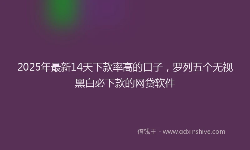 2025年最新14天下款率高的口子，罗列五个无视黑白必下款的网贷软件