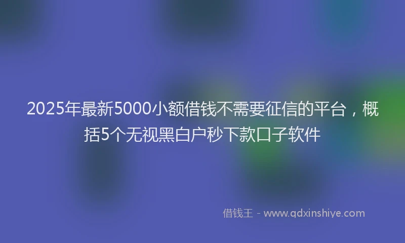 2025年最新5000小额借钱不需要征信的平台，概括5个无视黑白户秒下款口子软件