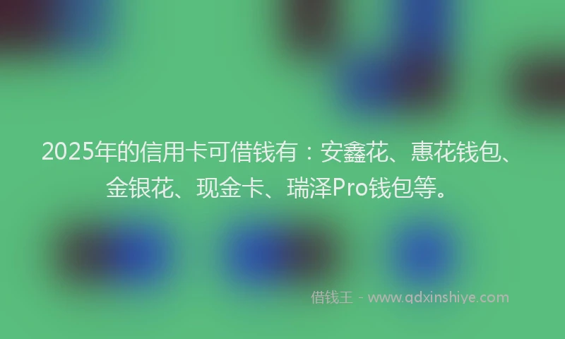 2025年的信用卡可借钱有：安鑫花、惠花钱包、金银花、现金卡、瑞泽Pro钱包等。
