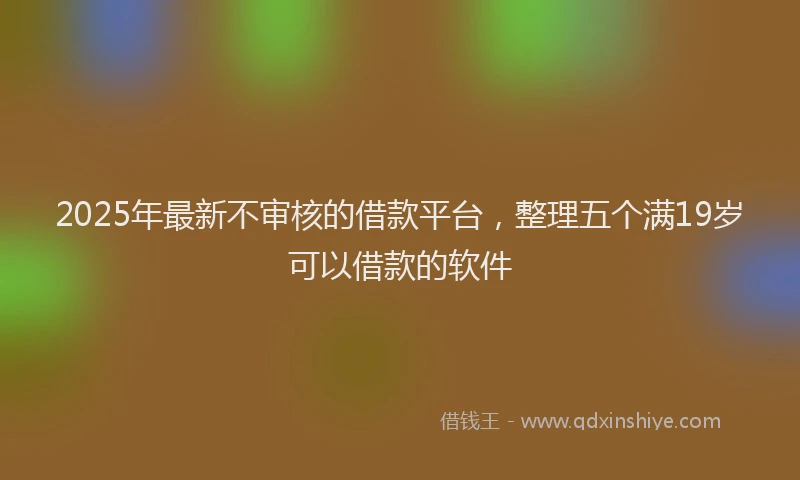 2025年最新不审核的借款平台，整理五个满19岁可以借款的软件