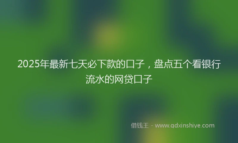 2025年最新七天必下款的口子，盘点五个看银行流水的网贷口子