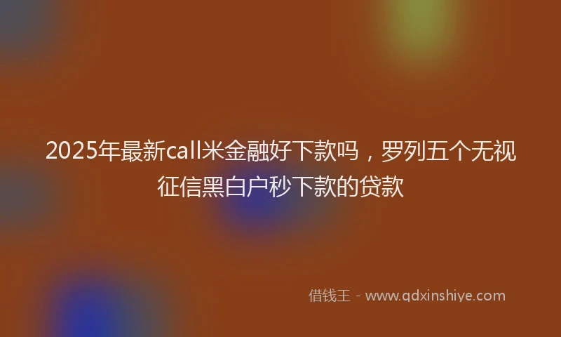 2025年最新call米金融好下款吗，罗列五个无视征信黑白户秒下款的贷款