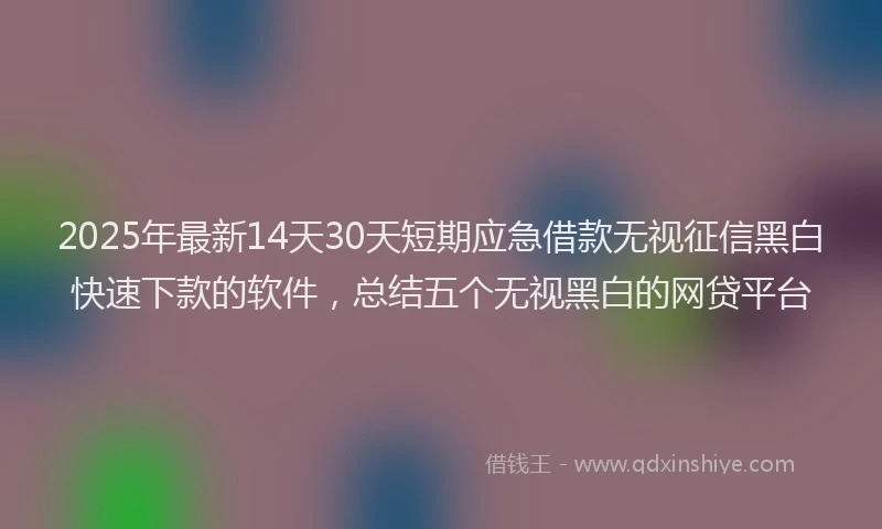 2025年最新14天30天短期应急借款无视征信黑白快速下款的软件，总结五个无视黑白的网贷平台