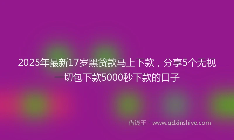 2025年最新17岁黑贷款马上下款，分享5个无视一切包下款5000秒下款的口子