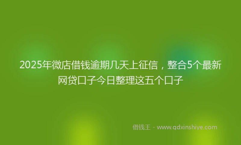 2025年微店借钱逾期几天上征信，整合5个最新网贷口子今日整理这五个口子