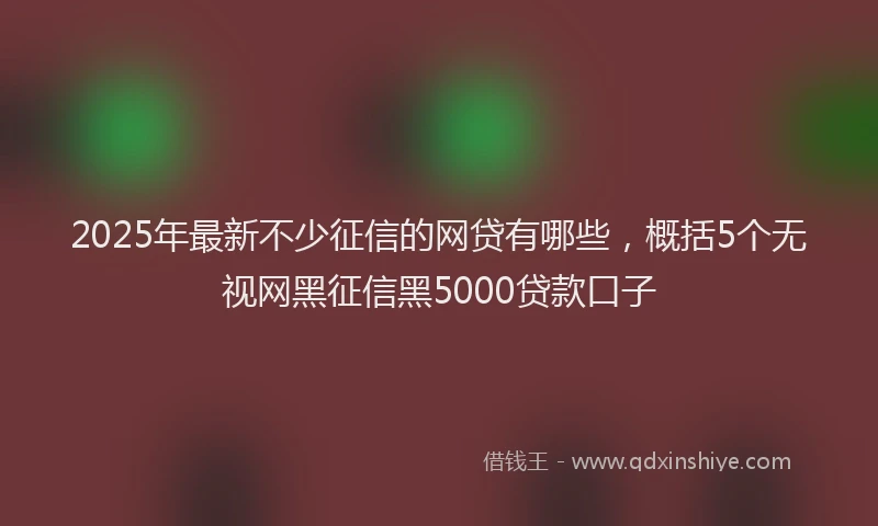 2025年最新不少征信的网贷有哪些，概括5个无视网黑征信黑5000贷款口子