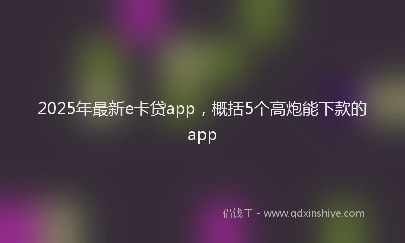 2025年最新e卡贷app，概括5个高炮能下款的app