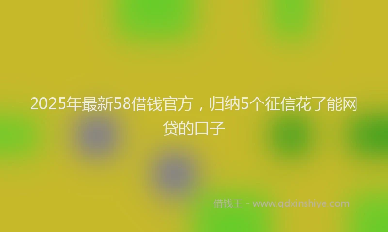 2025年最新58借钱官方，归纳5个征信花了能网贷的口子