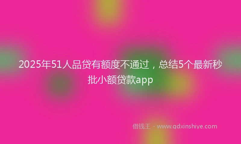 2025年51人品贷有额度不通过，总结5个最新秒批小额贷款app