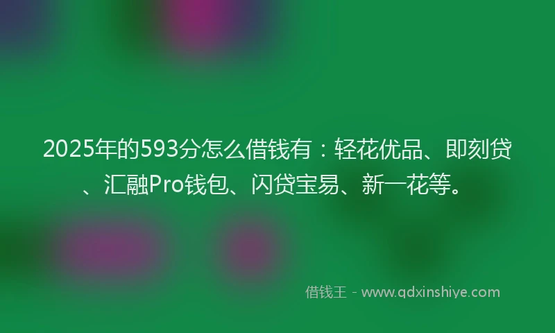 2025年的593分怎么借钱有：轻花优品、即刻贷、汇融Pro钱包、闪贷宝易、新一花等。