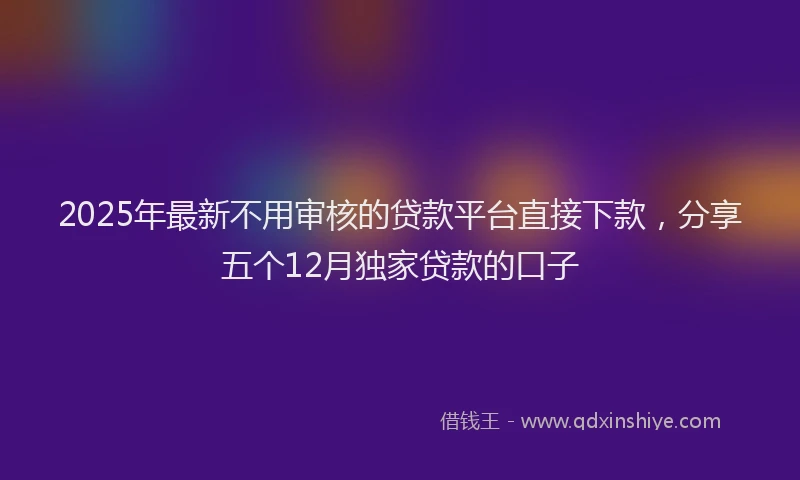 2025年最新不用审核的贷款平台直接下款，分享五个12月独家贷款的口子