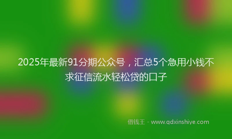 2025年最新91分期公众号，汇总5个急用小钱不求征信流水轻松贷的口子