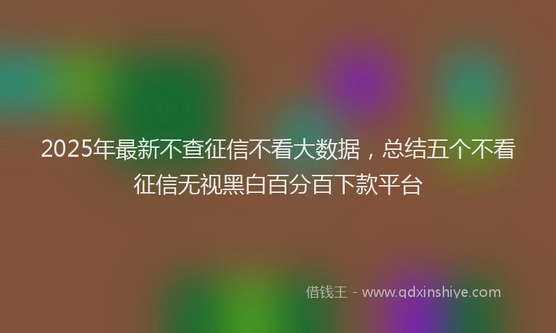 2025年最新不查征信不看大数据，总结五个不看征信无视黑白百分百下款平台