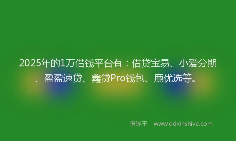 2025年的1万借钱平台有：借贷宝易、小爱分期、盈盈速贷、鑫贷Pro钱包、鹿优选等。