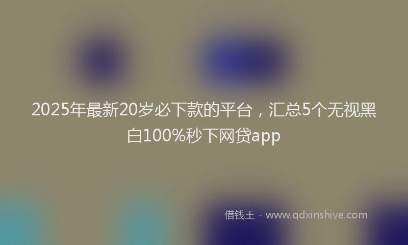 2025年最新20岁必下款的平台，汇总5个无视黑白100%秒下网贷app