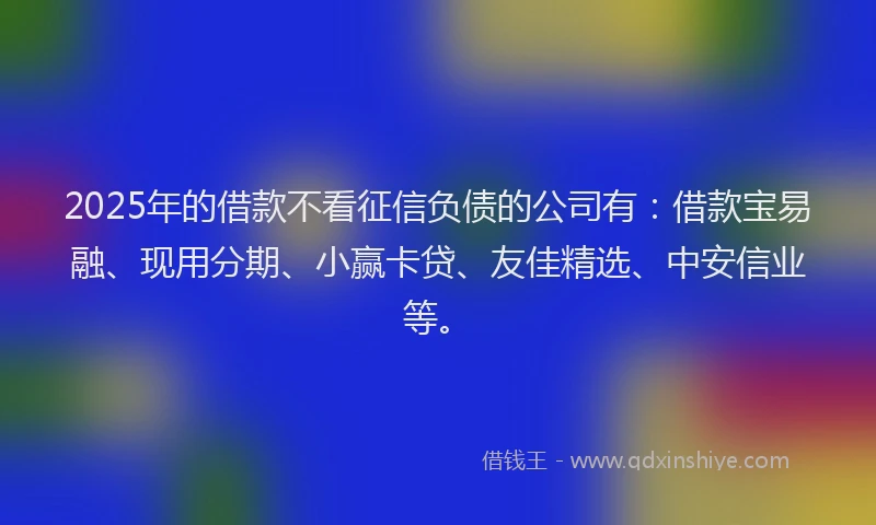 2025年的借款不看征信负债的公司有：借款宝易融、现用分期、小赢卡贷、友佳精选、中安信业等。