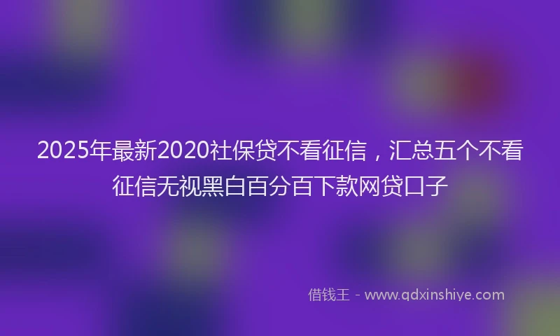 2025年最新2020社保贷不看征信，汇总五个不看征信无视黑白百分百下款网贷口子