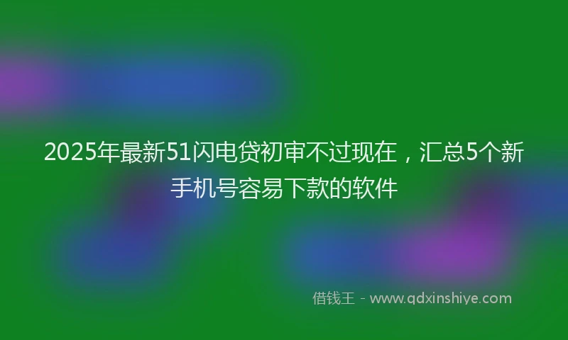 2025年最新51闪电贷初审不过现在，汇总5个新手机号容易下款的软件