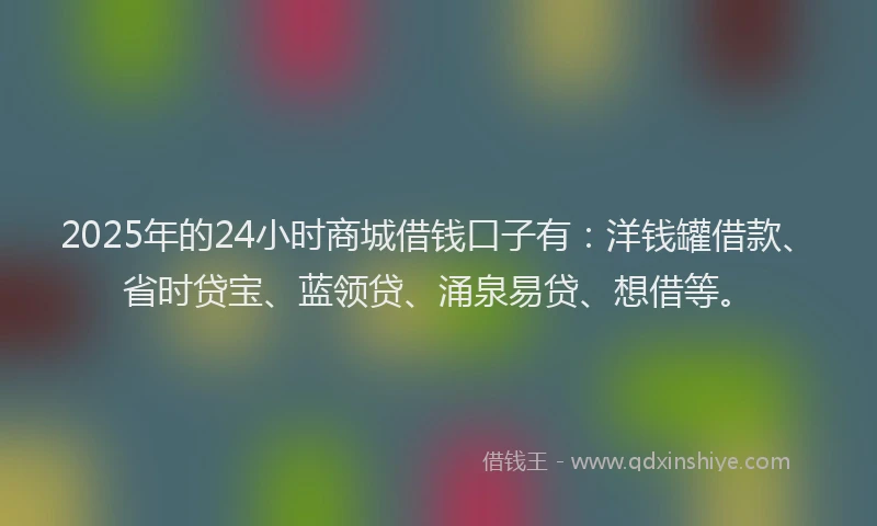 2025年的24小时商城借钱口子有：洋钱罐借款、省时贷宝、蓝领贷、涌泉易贷、想借等。