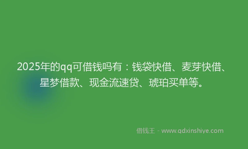 2025年的qq可借钱吗有：钱袋快借、麦芽快借、星梦借款、现金流速贷、琥珀买单等。