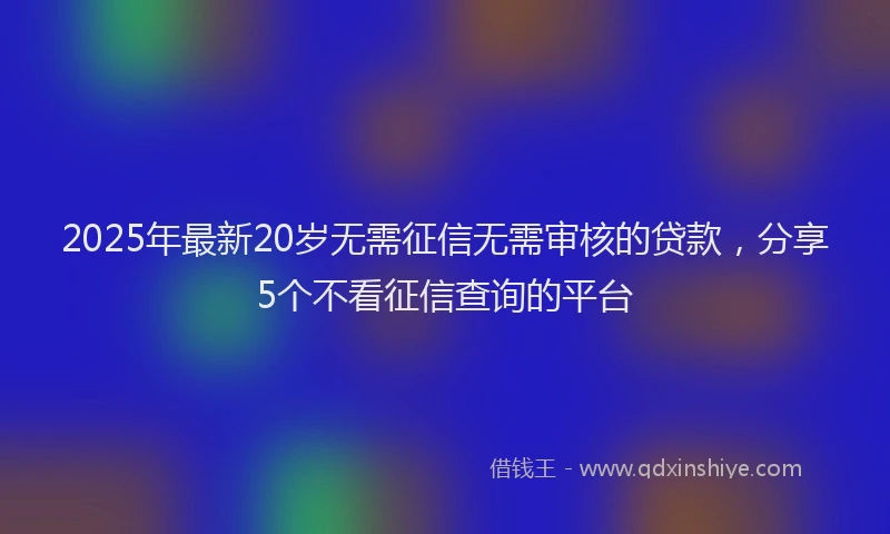 2025年最新20岁无需征信无需审核的贷款，分享5个不看征信查询的平台