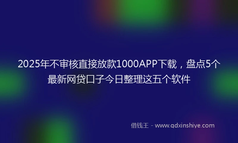 2025年不审核直接放款1000APP下载，盘点5个最新网贷口子今日整理这五个软件