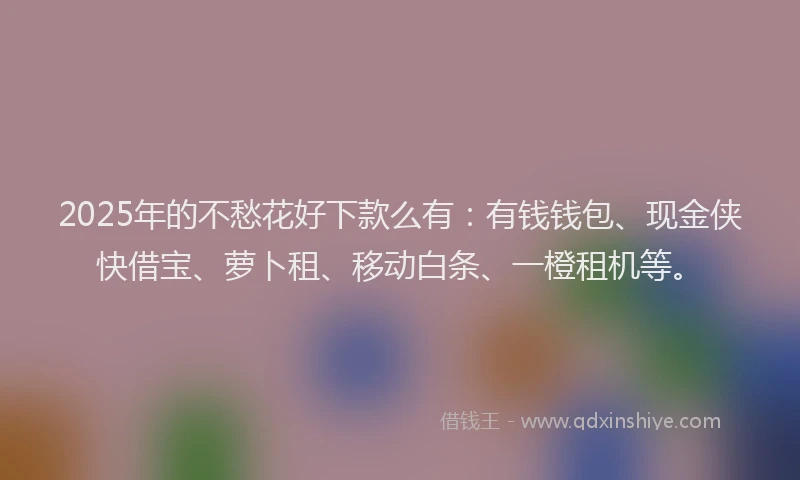 2025年的不愁花好下款么有：有钱钱包、现金侠快借宝、萝卜租、移动白条、一橙租机等。