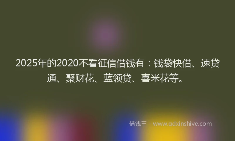 2025年的2020不看征信借钱有:钱袋快借、速贷通、聚财花、蓝领贷、喜米花等。