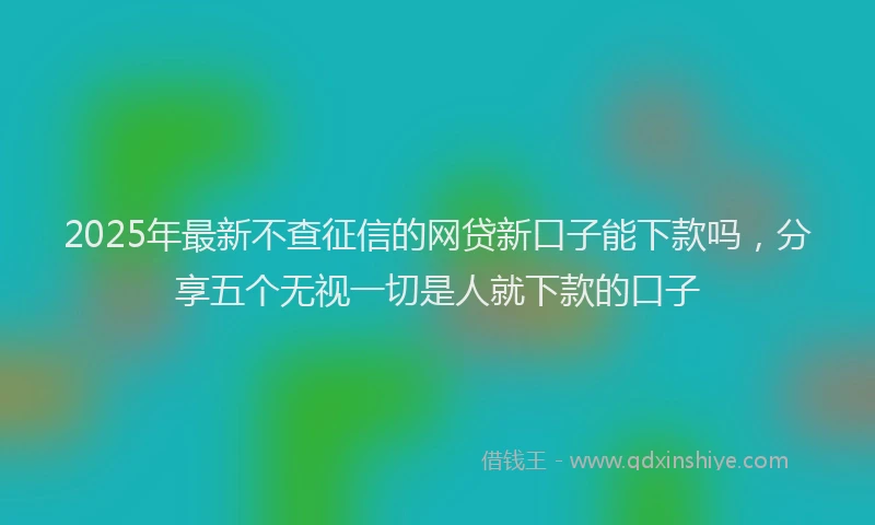2025年最新不查征信的网贷新口子能下款吗，分享五个无视一切是人就下款的口子