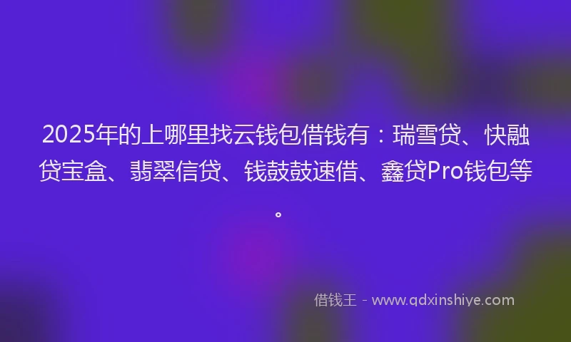 2025年的上哪里找云钱包借钱有：瑞雪贷、快融贷宝盒、翡翠信贷、钱鼓鼓速借、鑫贷Pro钱包等。
